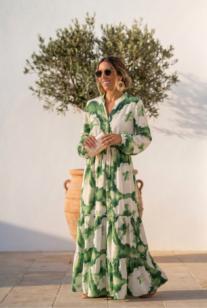Mina’s Enchanted Flow Tie-Waist Maxi Dress