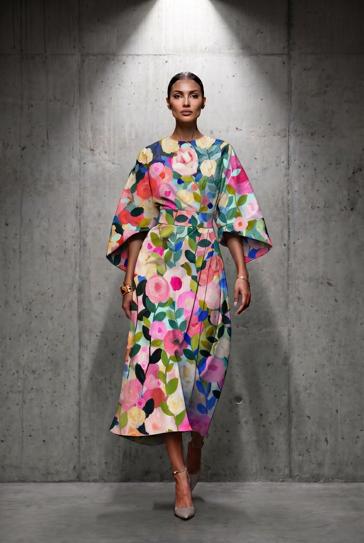 Sira | Elegant Floral Midi Dress