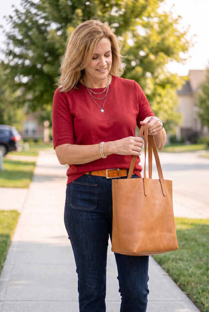 Emma - Cozy Minimalist Half-sleeve 100% Cotton T-shirt