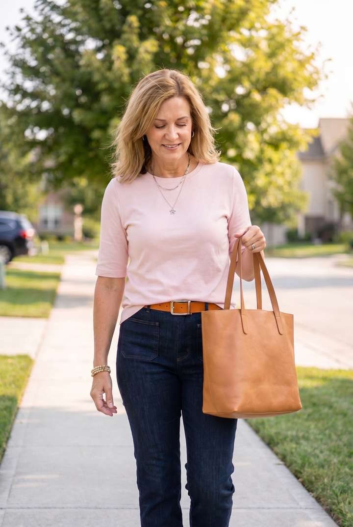 Emma - Cozy Minimalist Half-sleeve 100% Cotton T-shirt