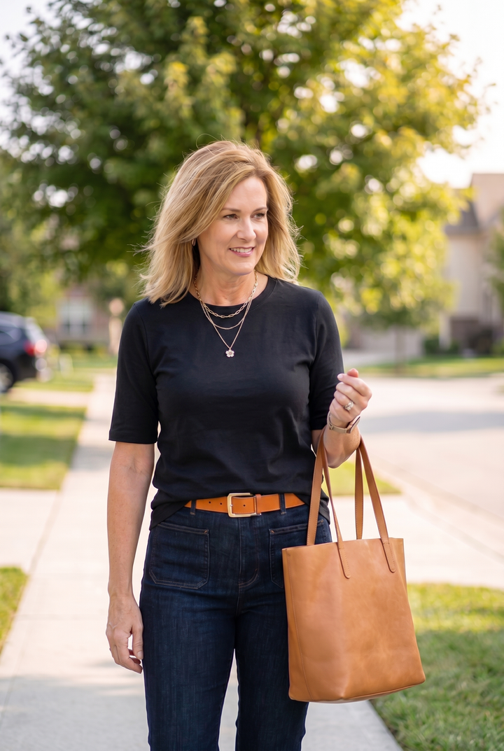 Emma - Cozy Minimalist Half-sleeve 100% Cotton T-shirt