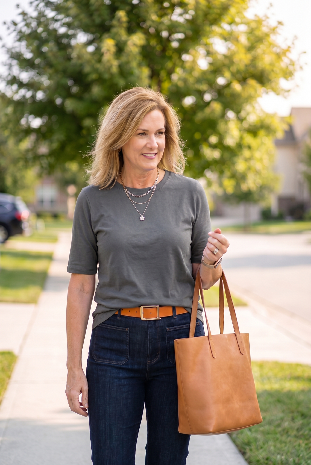 Emma - Cozy Minimalist Half-sleeve 100% Cotton T-shirt