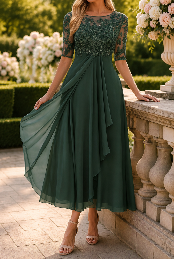 Women's Elegant Lace Flared Dress
