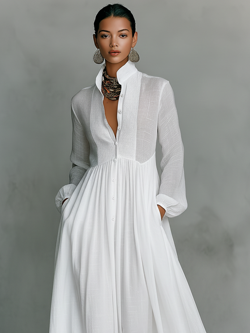 Women's Flared Pleated Maxi Dress