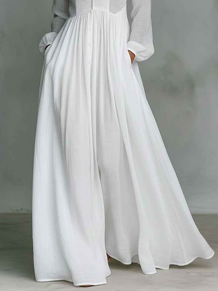 Women's Flared Pleated Maxi Dress