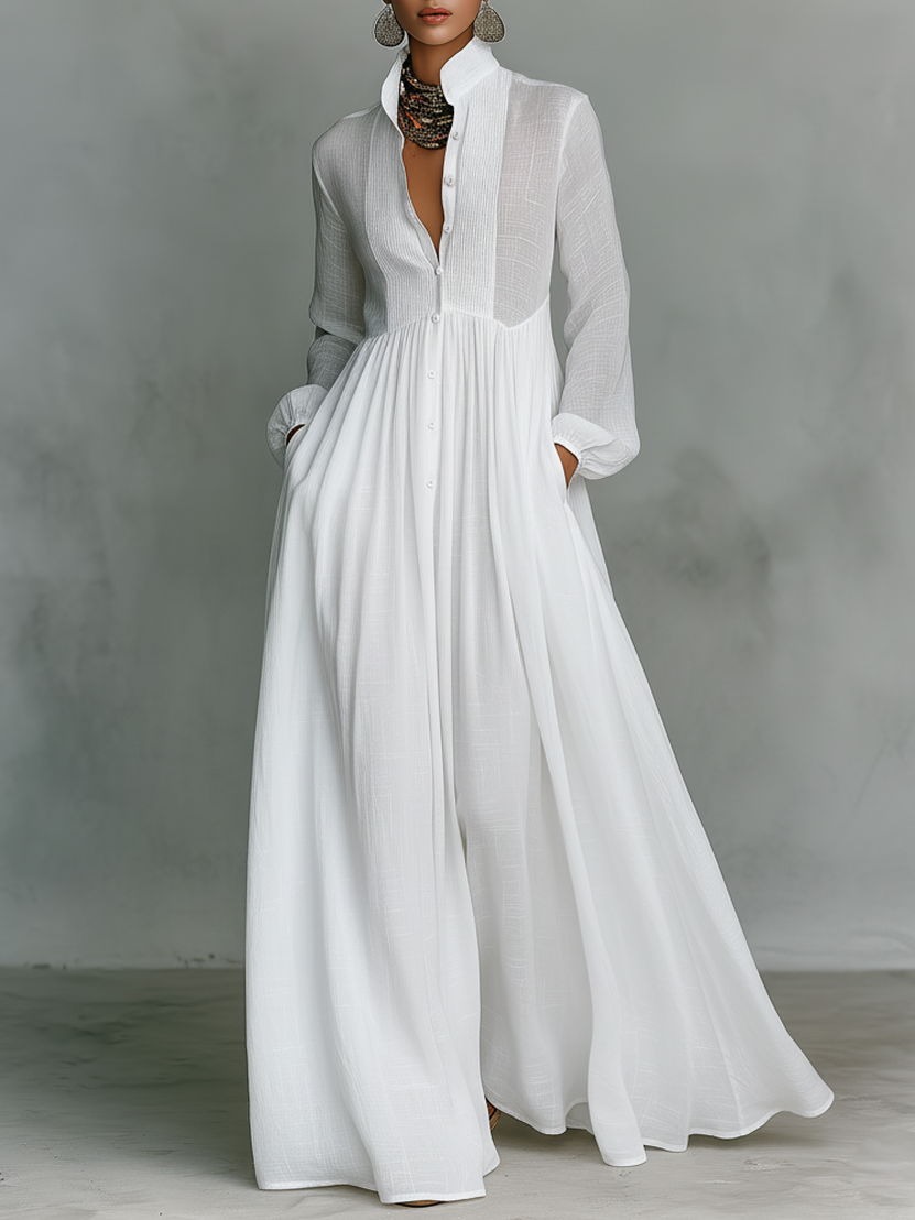Women's Flared Pleated Maxi Dress