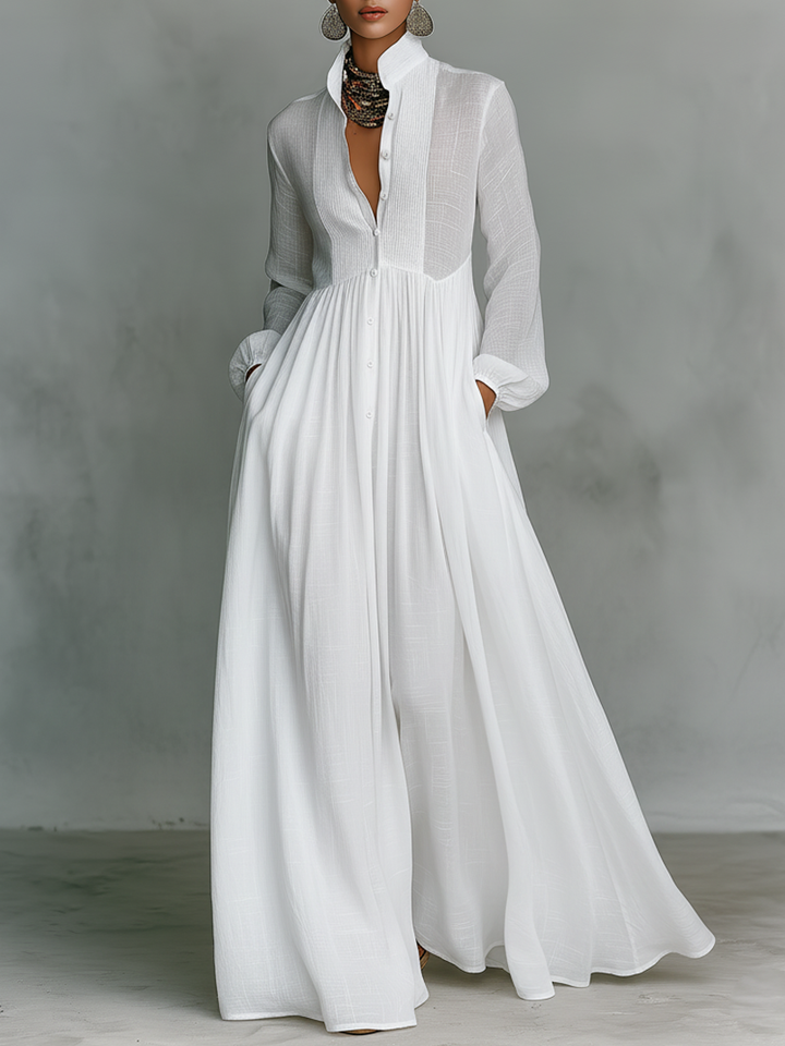 Women's Flared Pleated Maxi Dress