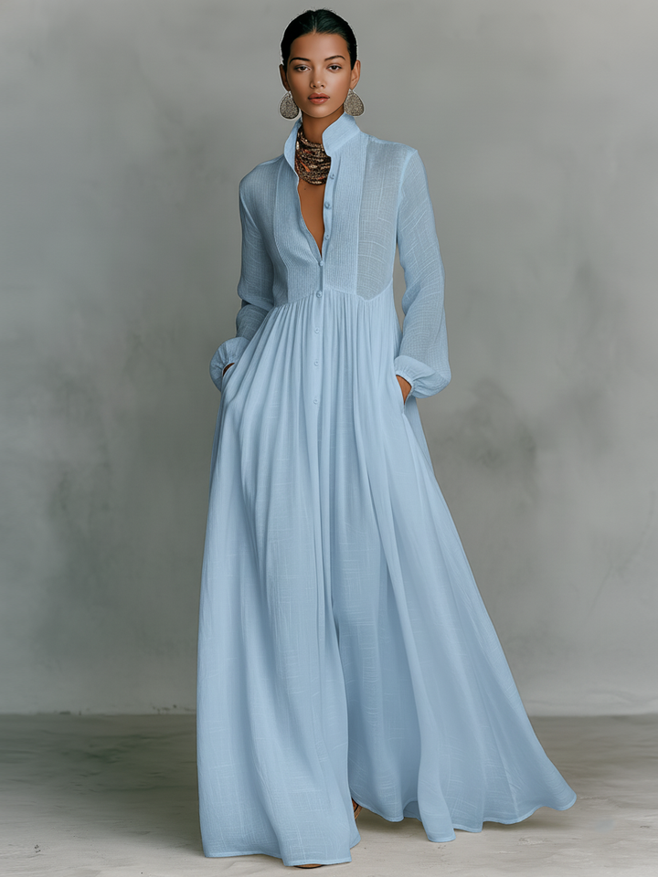 Women's Flared Pleated Maxi Dress