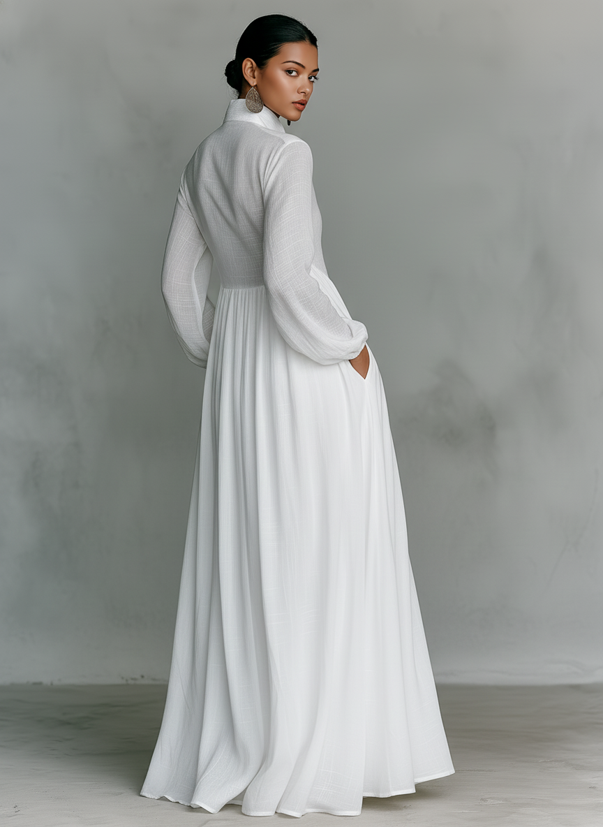 Women's Flared Pleated Maxi Dress