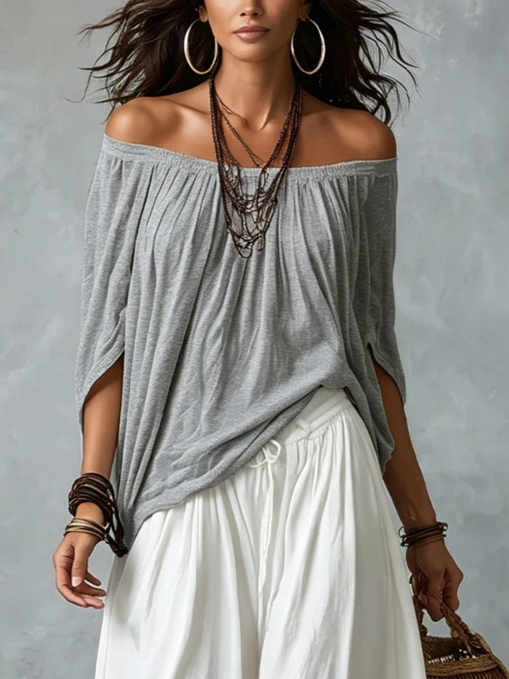 Corinne | Women's Off-Shoulder Top & Wide-Leg Pants Set