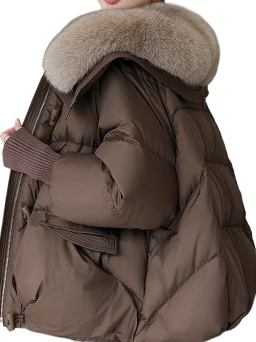 Sandra  | Chic, oversized down coat for women with plush fur collar
