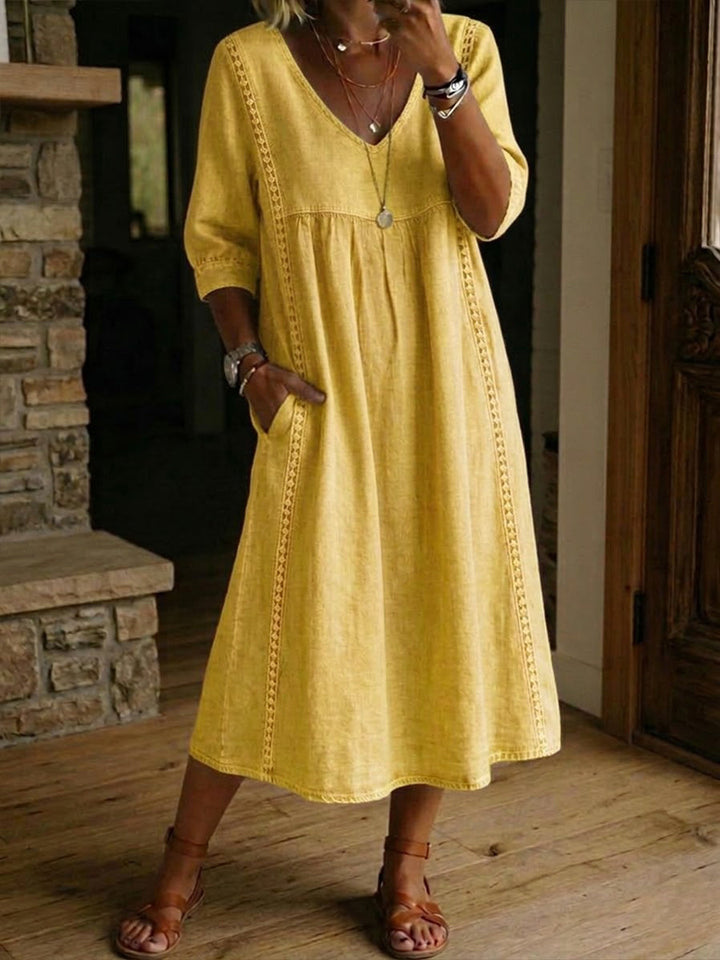 Women's 3/4 Sleeve A Line Maxi Dress