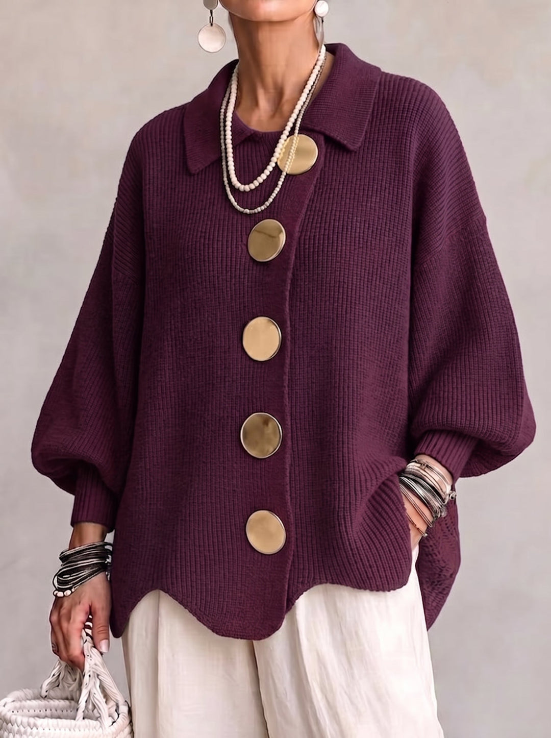 Marlowe | Women's Oversized Cardigan with Lantern Sleeves
