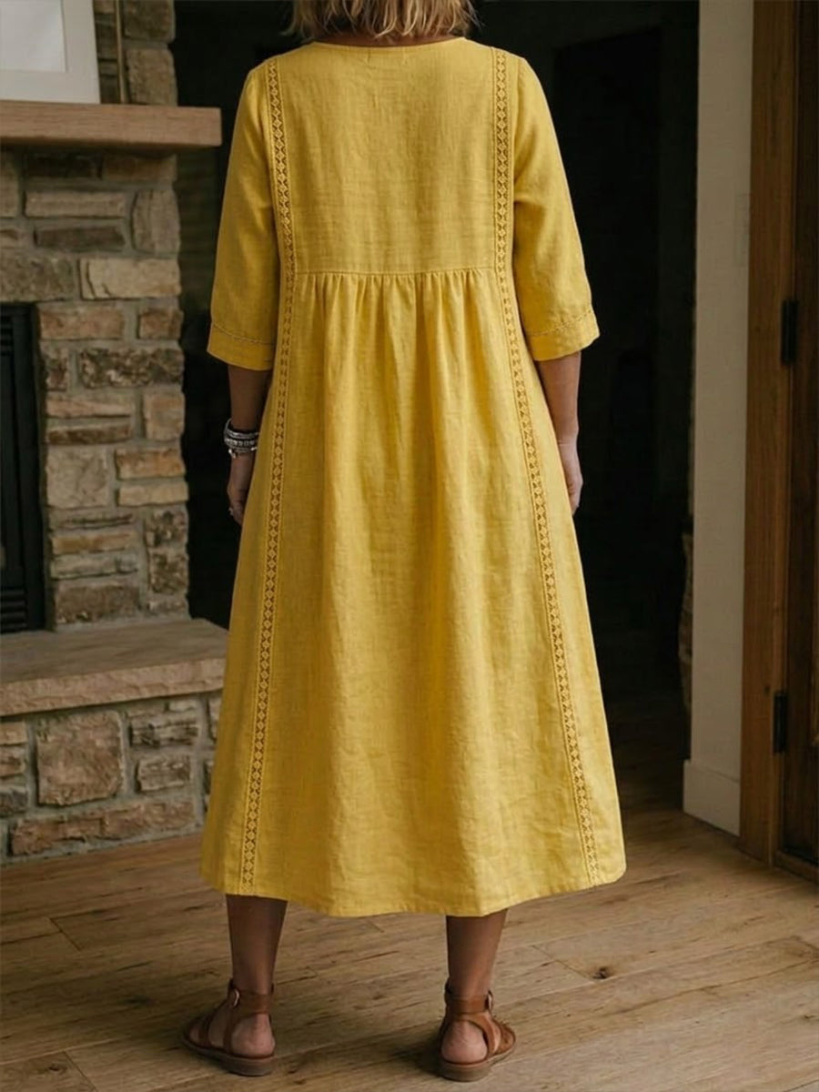 Women's 3/4 Sleeve A Line Maxi Dress