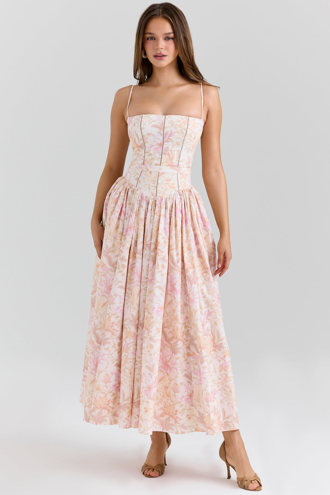 Daisy | Feminine Floral Gathered Waist Midi Sundress