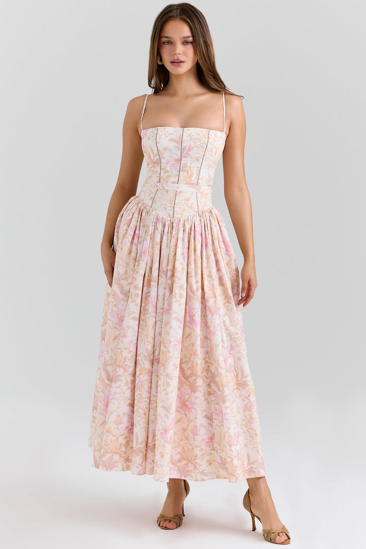 Daisy | Feminine Floral Gathered Waist Midi Sundress