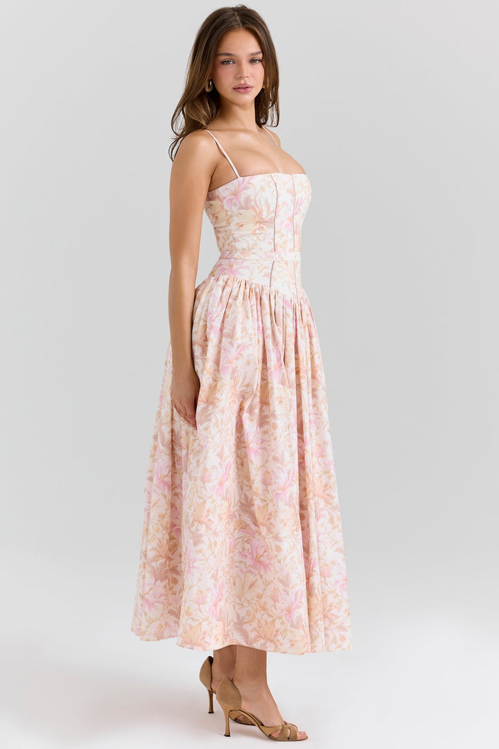 Daisy | Feminine Floral Gathered Waist Midi Sundress
