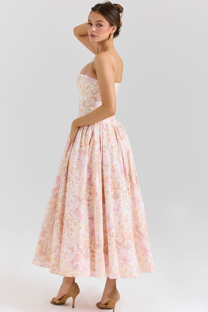 Daisy | Feminine Floral Gathered Waist Midi Sundress