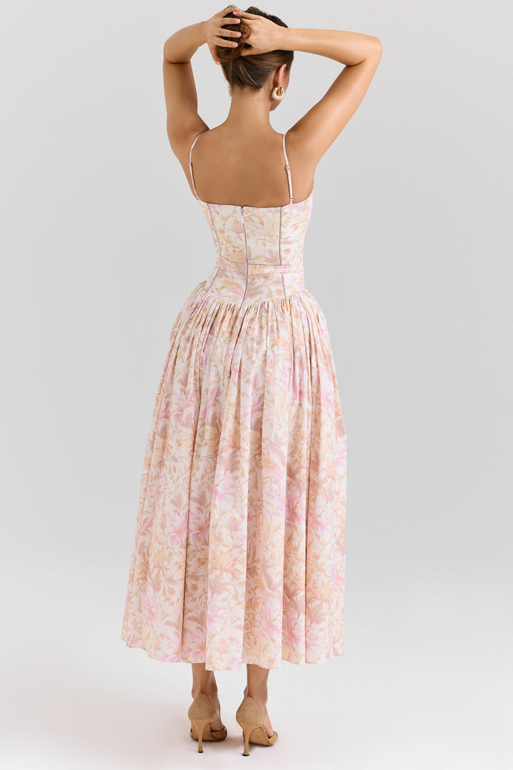 Daisy | Feminine Floral Gathered Waist Midi Sundress