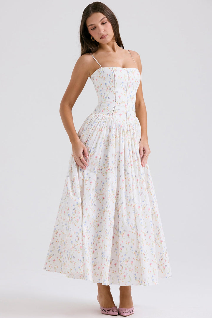 Daisy | Feminine Floral Gathered Waist Midi Sundress