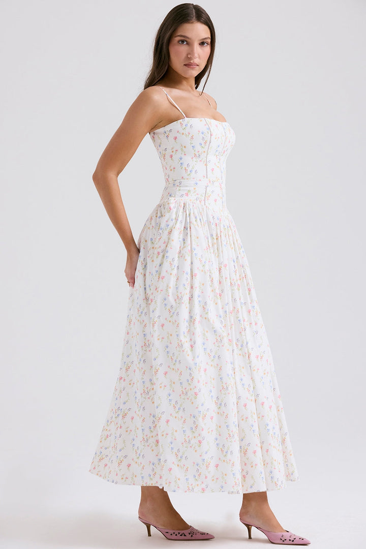Daisy | Feminine Floral Gathered Waist Midi Sundress