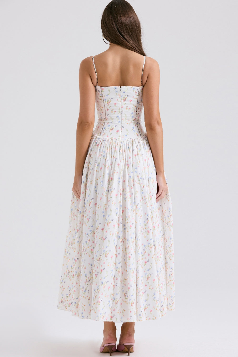 Daisy | Feminine Floral Gathered Waist Midi Sundress