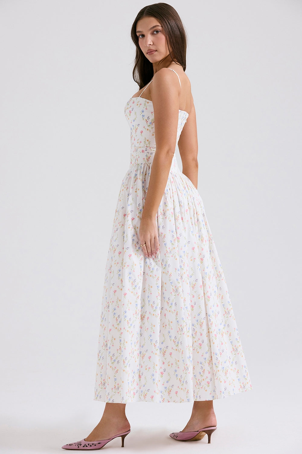 Daisy | Feminine Floral Gathered Waist Midi Sundress