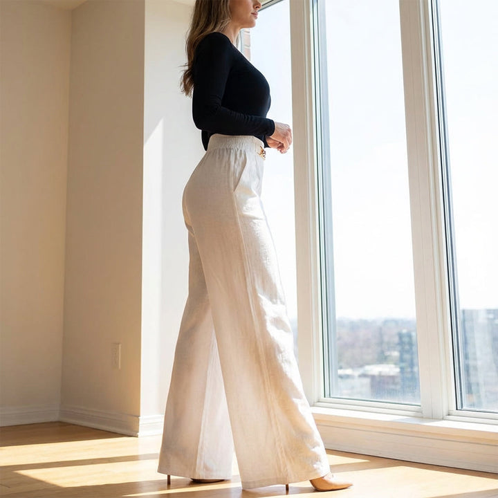 ⏳Time-Limited Special⏰Women's High-Waist Wide-Leg Trousers with Belt Accent