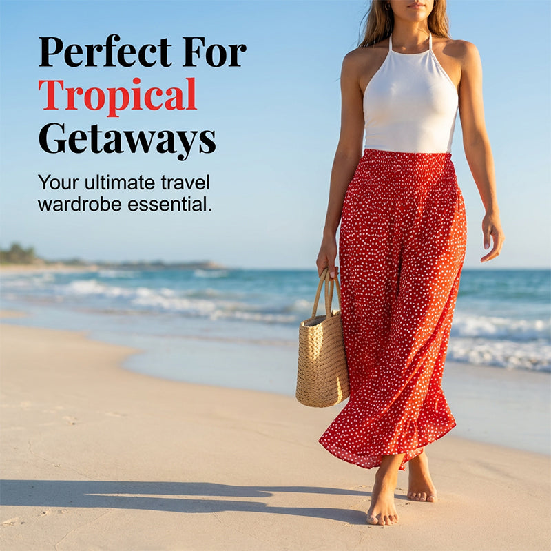 Women's Flowy Pants With A High Waist And Wide Legs