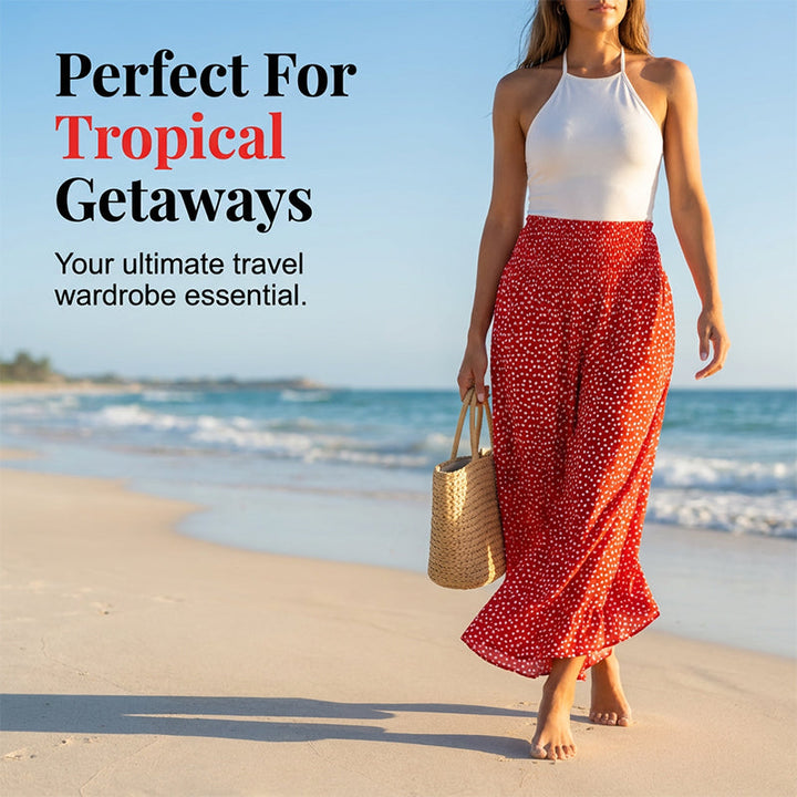 Women's Flowy Pants With A High Waist And Wide Legs