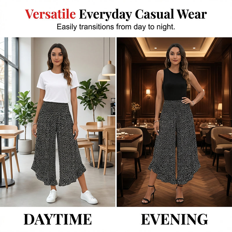 Women's Flowy Pants With A High Waist And Wide Legs