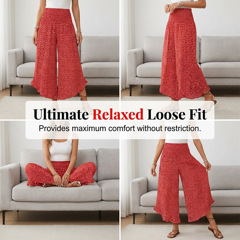 Women's Flowy Pants With A High Waist And Wide Legs