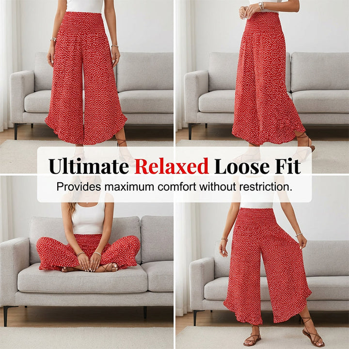 Women's Flowy Pants With A High Waist And Wide Legs
