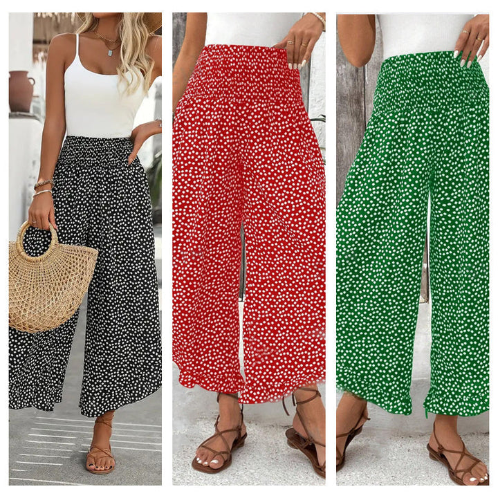 Women's Flowy Pants With A High Waist And Wide Legs