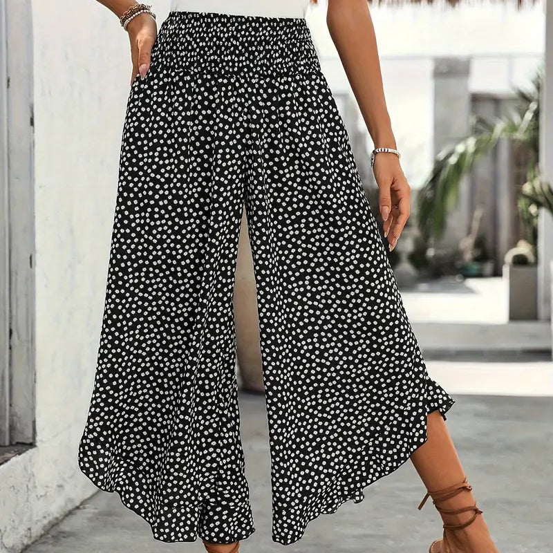 Women's Flowy Pants With A High Waist And Wide Legs