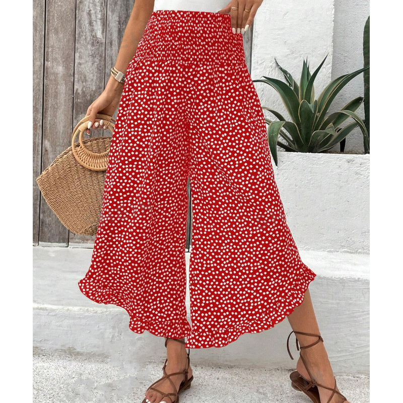 Women's Flowy Pants With A High Waist And Wide Legs