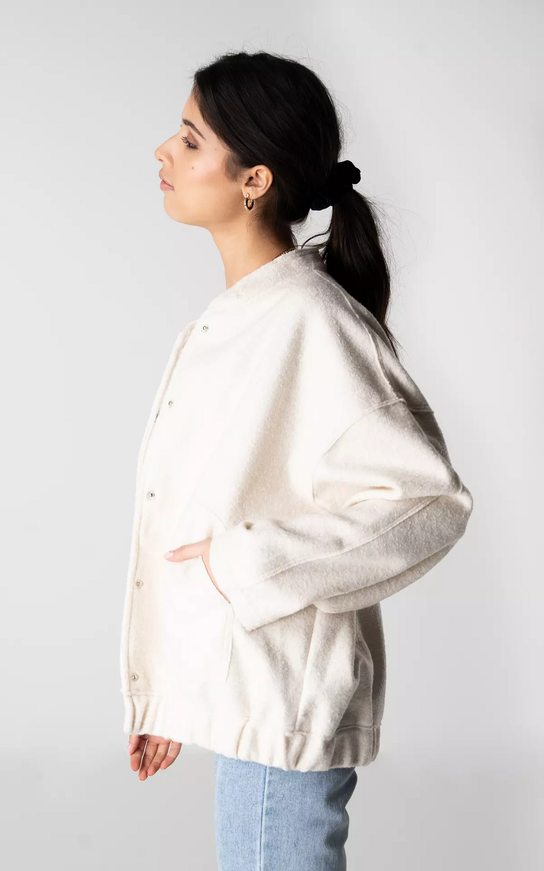Women's casual button-up jacket in ivory