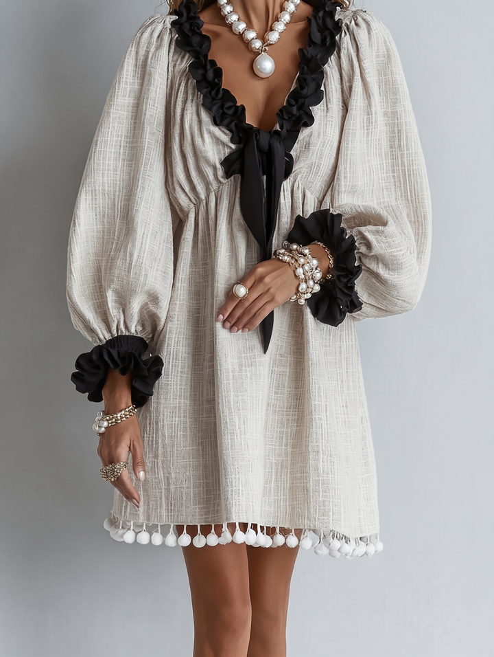 Orabelle | Women's Ruffle-Trim Puff Sleeve Mini Dress