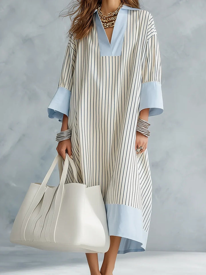 STRIPED MIDI DRESS